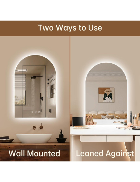 Espejo de baño LED OUMUSU arqueado 91x61cm regulable Espejo de baño LED OUMUSU arqueado 91x61cm regulable