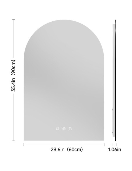 Espejo de baño LED OUMUSU arqueado 91x61cm regulable Espejo de baño LED OUMUSU arqueado 91x61cm regulable