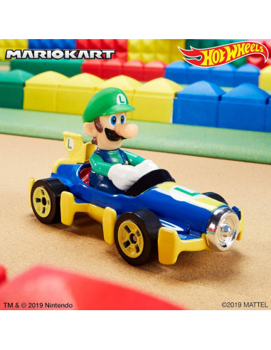 Auto de Juguete Hot Wheels Mario Kart Luigi Mach 8 1:64