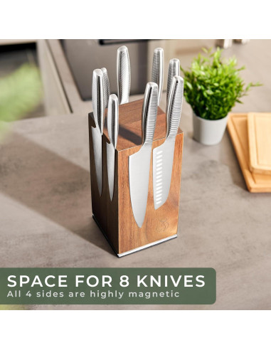 Soporte Magnético para Cuchillos WALDWERK de Madera Acacia 360