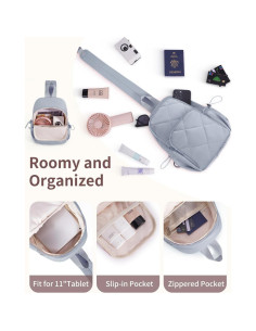 Bolsa de Hombro Wandering Nature para Mujeres 7L Gris Acolchada 2