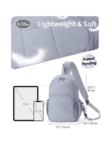 Bolsa de Hombro Wandering Nature para Mujeres 7L Gris Acolchada