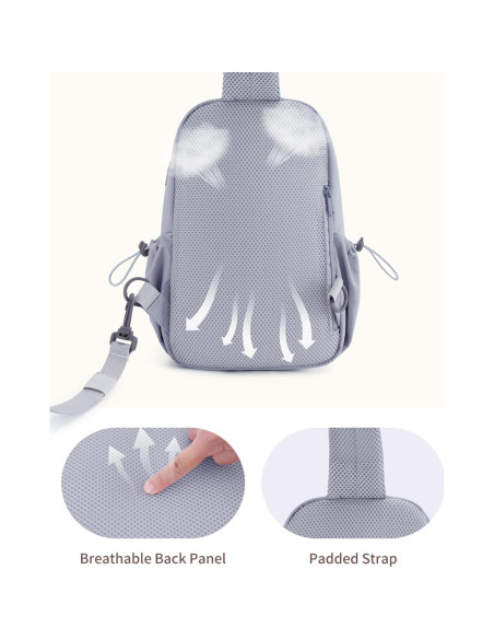 Bolsa de Hombro Wandering Nature para Mujeres 7L Gris Acolchada