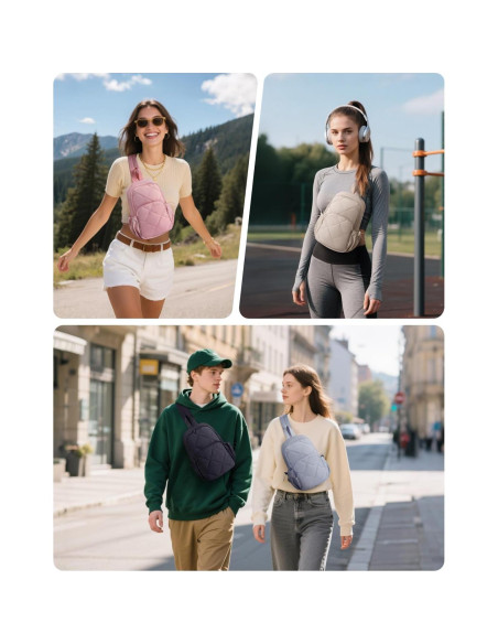 Bolsa de Hombro Wandering Nature para Mujeres 7L Gris Acolchada