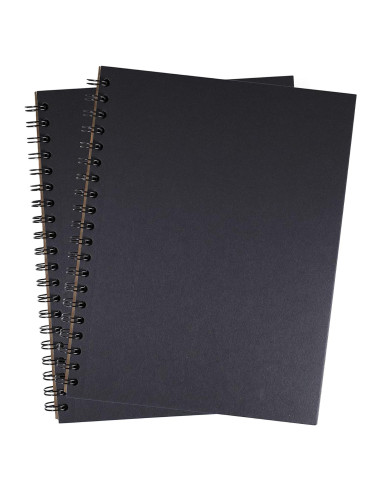 Cuaderno Espiral Negro Unruled 2 Piezas 55 Hojas Papel 70lb