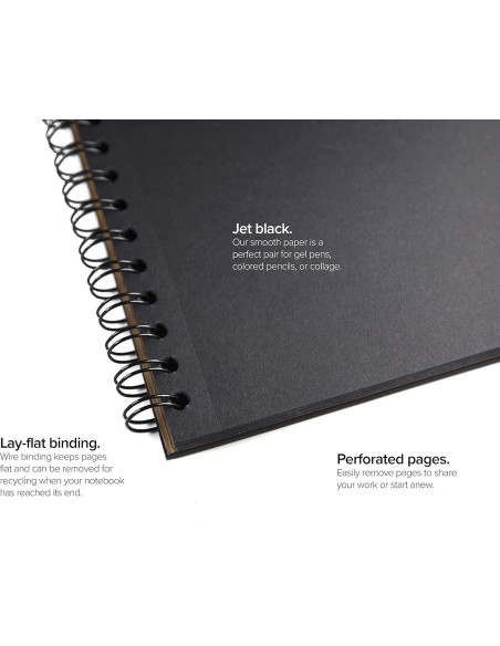 Cuaderno Espiral Negro Unruled 2 Piezas 55 Hojas Papel 70lb