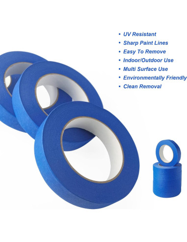 Cinta de Pintor Azul 1 pulgada x 60 Yardas - 6 Rollos