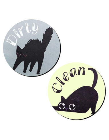 Imán de Lavavajillas Limpio Sucio Gosknor 2 Piezas Gato Negro