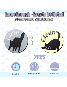 Imán de Lavavajillas Limpio Sucio Gosknor 2 Piezas Gato Negro 2