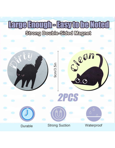 Imán de Lavavajillas Limpio Sucio Gosknor 2 Piezas Gato Negro