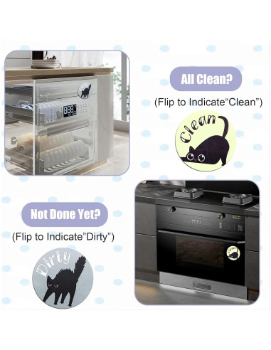 Imán de Lavavajillas Limpio Sucio Gosknor 2 Piezas Gato Negro