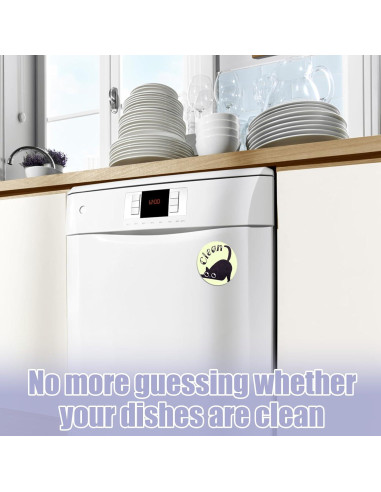 Imán de Lavavajillas Limpio Sucio Gosknor 2 Piezas Gato Negro