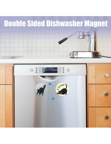 Imán de Lavavajillas Limpio Sucio Gosknor 2 Piezas Gato Negro