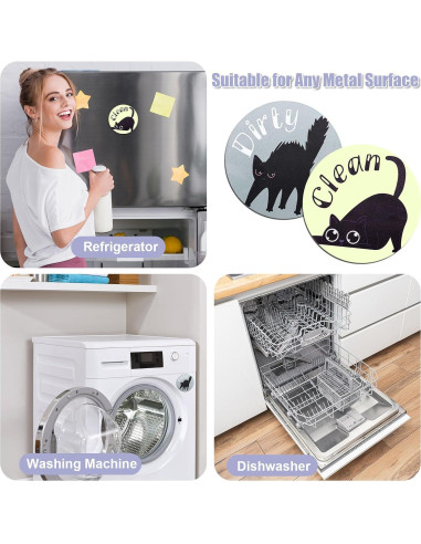 Imán de Lavavajillas Limpio Sucio Gosknor 2 Piezas Gato Negro