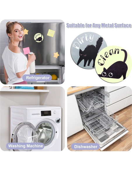 Imán de Lavavajillas Limpio Sucio Gosknor 2 Piezas Gato Negro