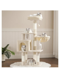 Árbol para Gatos Heybly 110 cm Beige con Juguete y Rascador