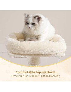 Árbol para Gatos Heybly 110 cm Beige con Juguete y Rascador 2