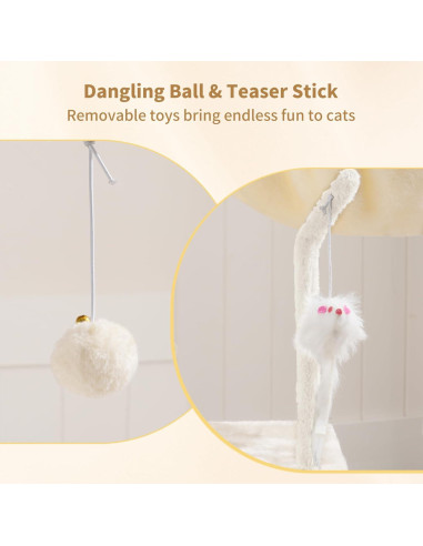 Árbol para Gatos Heybly 110 cm Beige con Juguete y Rascador