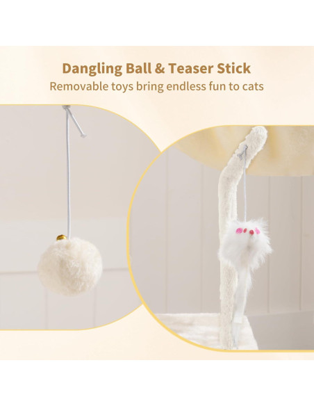 Árbol para Gatos Heybly 110 cm Beige con Juguete y Rascador