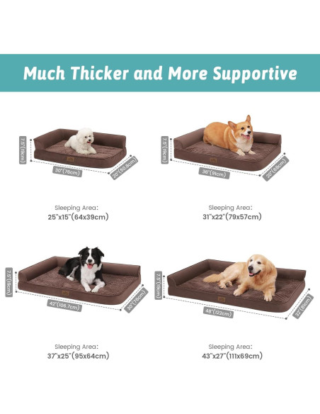 Cama ortopédica para perros COZY KISS 76x50 cm marrón