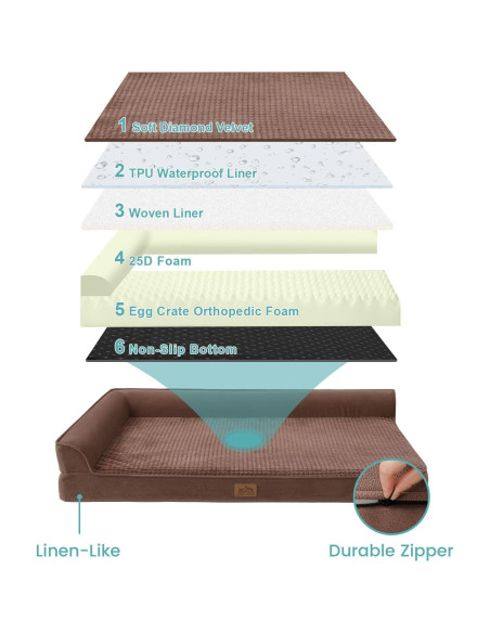 Cama ortopédica para perros COZY KISS 76x50 cm marrón