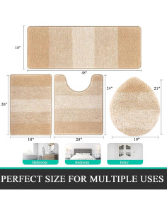 Conjunto de Alfombrillas de Baño Bsmathom 4 Piezas Antideslizante 2