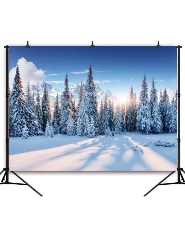 Fondo de Fotografía Navidad DePhoto 2.1x1.5m Bosque Nieve