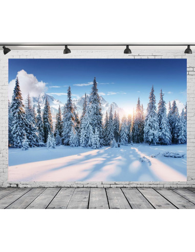 Fondo de Fotografía Navidad DePhoto 2.1x1.5m Bosque Nieve