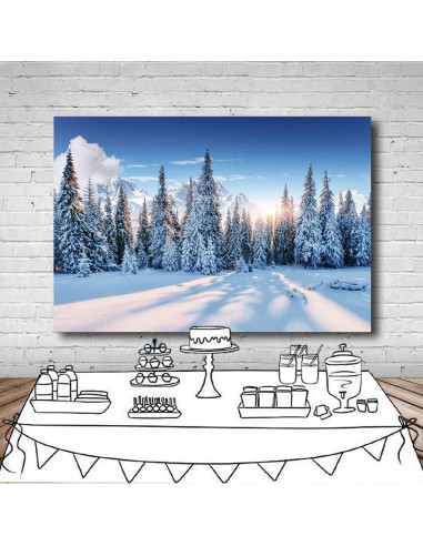 Fondo de Fotografía Navidad DePhoto 2.1x1.5m Bosque Nieve