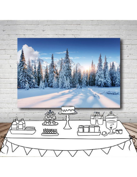Fondo de Fotografía Navidad DePhoto 2.1x1.5m Bosque Nieve