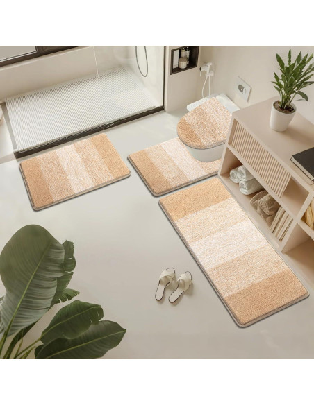 Conjunto de Alfombrillas de Baño Bsmathom 4 Piezas Antideslizante