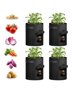 Bolsas de Cultivo de Papas iPower 4 Paquete 37.85L con Ventana