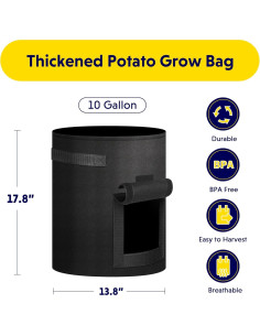 Bolsas de Cultivo de Papas iPower 4 Paquete 37.85L con Ventana 2