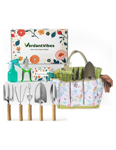 Juego de Herramientas de Jardinería 9 Piezas VerdantVibes Juego de Herramientas de Jardinería 9 Piezas VerdantVibes