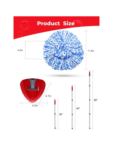 Cabezal de Repuesto Mop Giratorio Bublador 2 Recargas Microfibra
