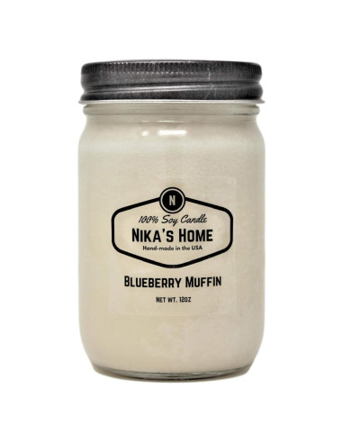 Vela de Soja Nika's Home Muffin de Arándano 12oz - No Tóxica