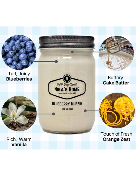 Vela de Soja Nika's Home Muffin de Arándano 12oz - No Tóxica Vela de Soja Nika's Home Muffin de Arándano 12oz - No Tóxica