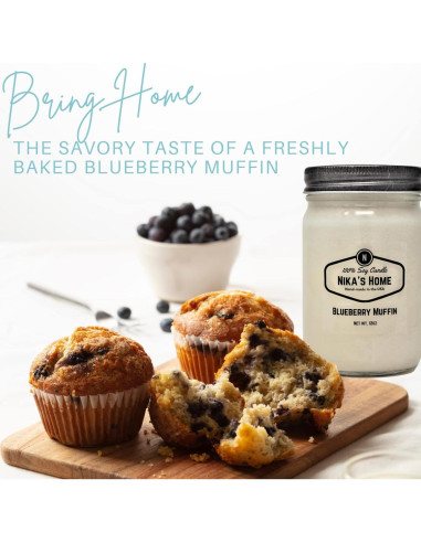 Vela de Soja Nika's Home Muffin de Arándano 12oz - No Tóxica