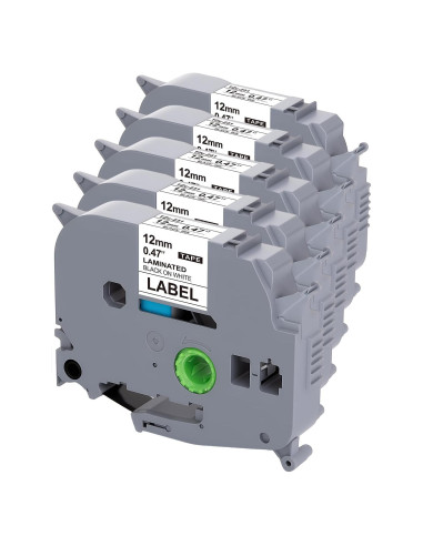 Cintas de Etiquetas Weemay 5-Pack 12mm Laminadas Blancas TZe 231