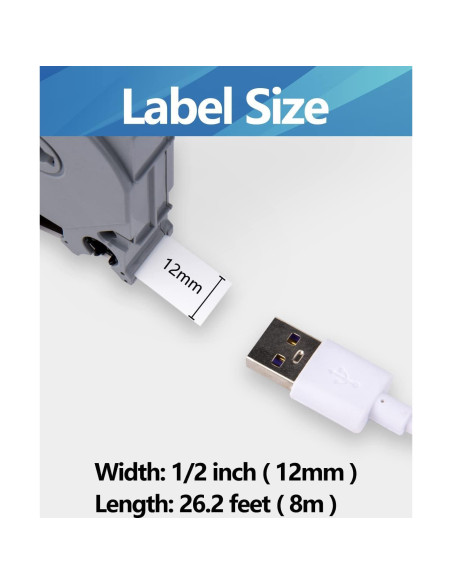 Cintas de Etiquetas Weemay 5-Pack 12mm Laminadas Blancas TZe 231