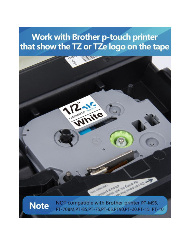 Cintas de Etiquetas Weemay 5-Pack 12mm Laminadas Blancas TZe 231