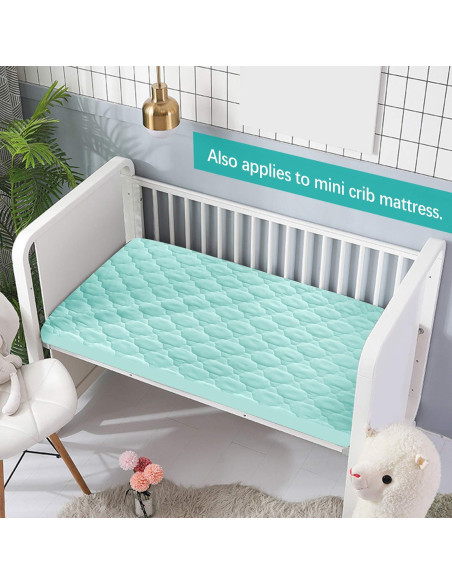 Sábana Impermeable Biloban 99x68.6 cm Aqua para Cuna Mini