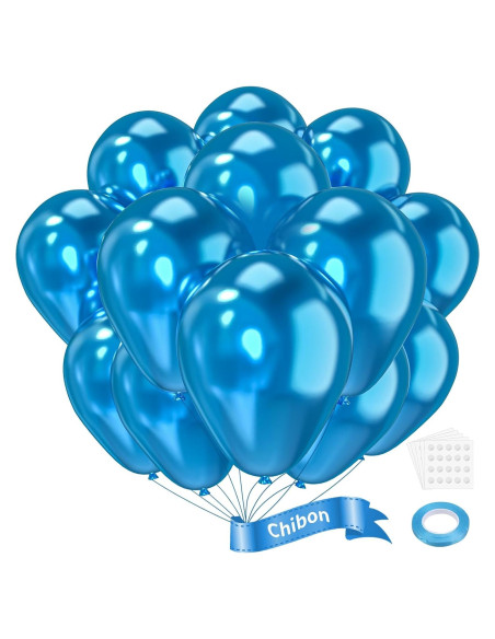 Globos de látex azul cromo metálico 30.48cm 100pcs para fiesta
