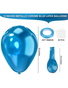 Globos de látex azul cromo metálico 30.48cm 100pcs para fiesta 2