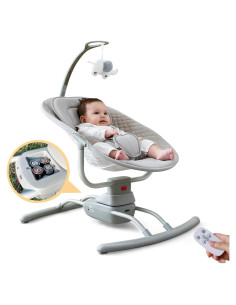Columpio Eléctrico para Bebés BY059 Gris Claro 3 Velocidades