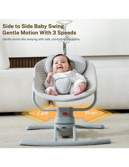 Columpio Eléctrico para Bebés BY059 Gris Claro 3 Velocidades