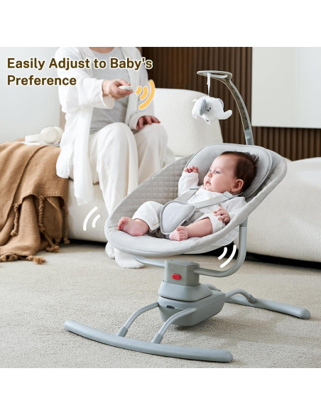 Columpio Eléctrico para Bebés BY059 Gris Claro 3 Velocidades