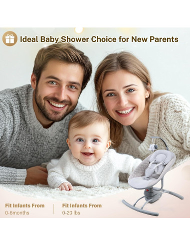 Columpio Eléctrico para Bebés BY059 Gris Claro 3 Velocidades