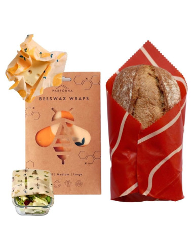 Envolturas de Cera de Abeja Parfórna - Reutilizables 3 Tamaños Ecológicas