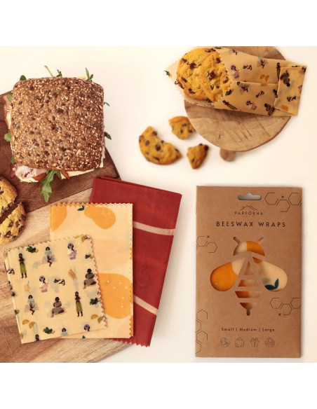 Envolturas de Cera de Abeja Parfórna - Reutilizables 3 Tamaños Ecológicas Envolturas de Cera de Abeja Parfórna - Reutilizables 3 Tamaños Ecológicas
